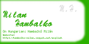 milan hambalko business card