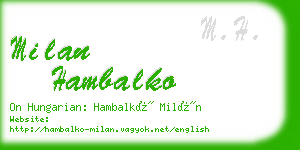 milan hambalko business card